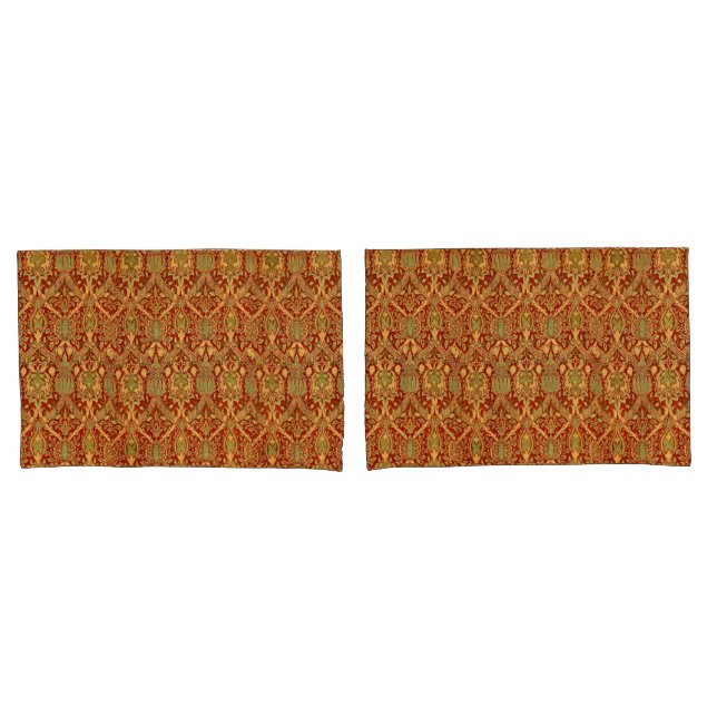 Funda De Cojín Patrón de William Morris rojo Turquesa dorado (Anverso - Set)