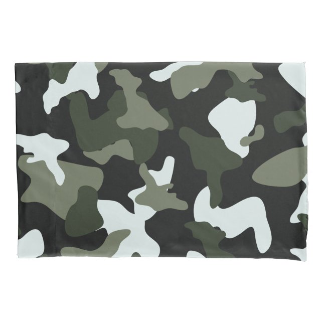 Funda De Cojín Patrón del ejército de camuflaje blanco verde (Anverso)