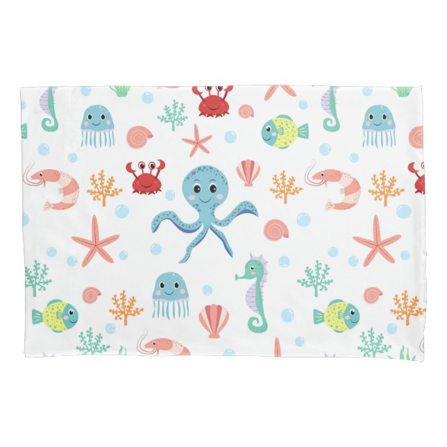 Funda De Cojín Patrón del mundo marino (Anverso-izquierdo)