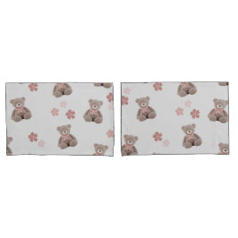 Funda De Cojín Patrón del Personalizado rosa del oso