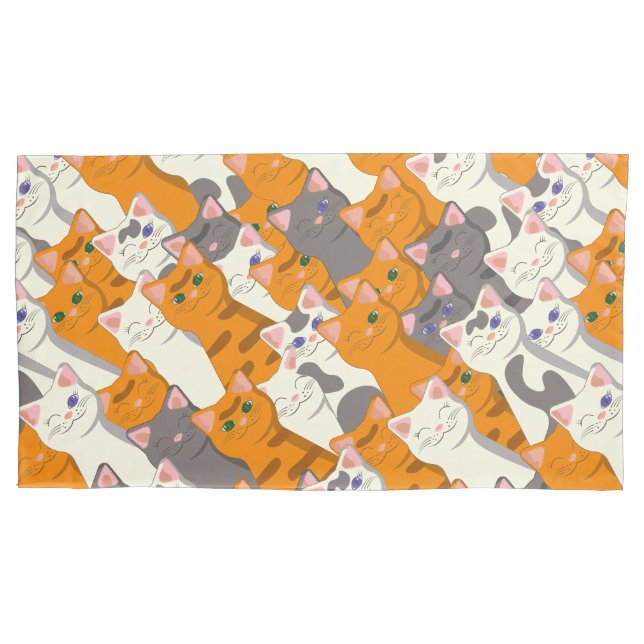 Funda De Cojín Patrón diagonal del gato negro jengibre (Anverso)