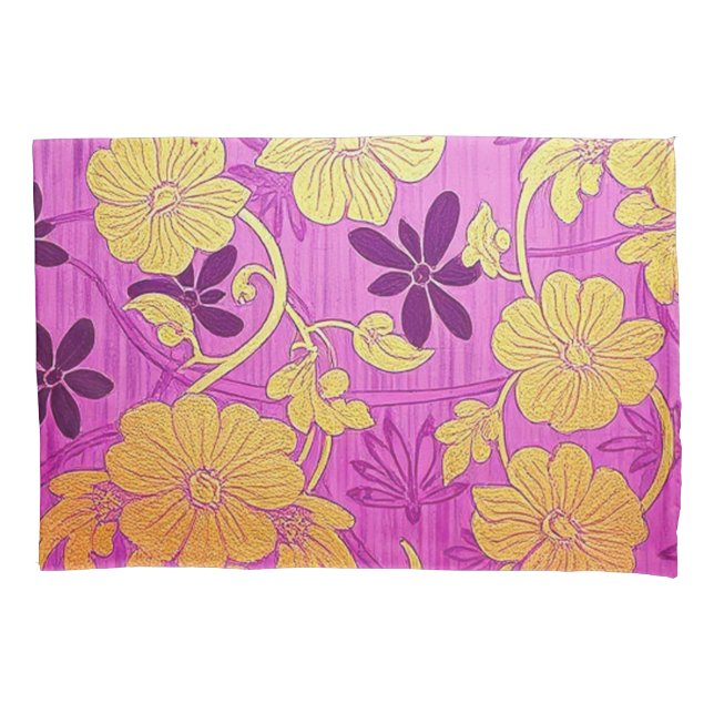 Funda De Cojín Patrón dorado rosado ORIENTAL - Pillowcase (Anverso)
