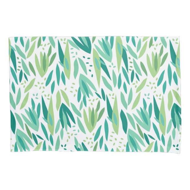 Funda De Cojín Patrón elegante de hojas botánicas verdes (Anverso)