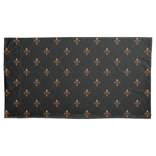 Funda De Cojín Patrón elegante de lujo Black Gold Fleur De Lis (Anverso-izquierdo)