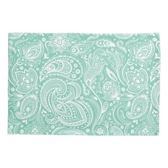 Funda De Cojín Patrón elegante de paisley floral blanca y fina (Reverso)