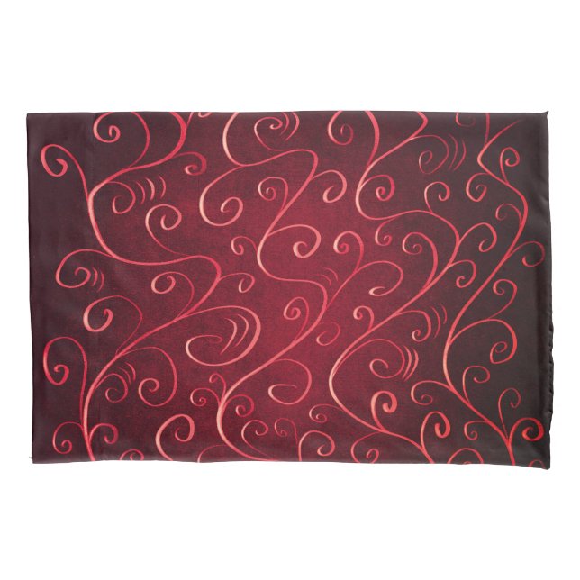 Funda De Cojín Patrón elegante de Swirl Rojo (Anverso)