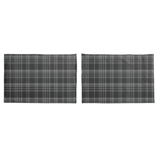 Funda De Cojín Patrón escocés Gray Tartan (Reverso-Set)