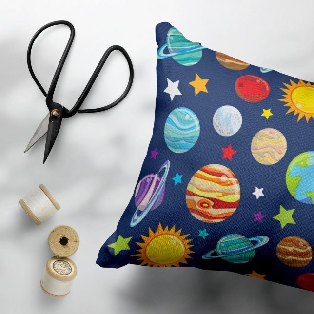 Funda De Cojín Patrón espacial, planetas, estrellas, cosmos, gala (Subido por el creador)