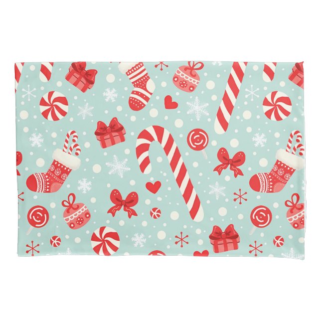 Funda De Cojín Patrón Estético de Navidad Caramelo (Anverso)
