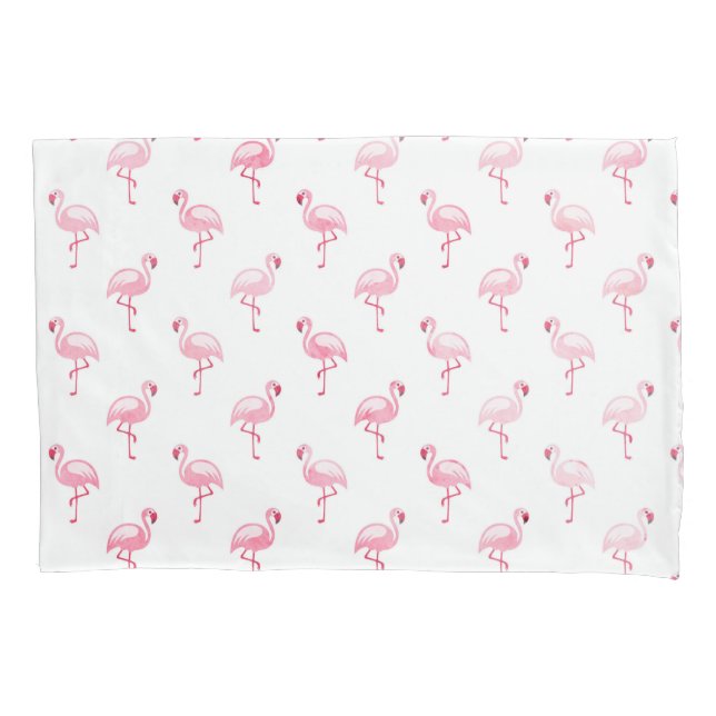 Funda De Cojín Patrón Flamingo Tropical Rosa de Guay en blanco (Anverso)