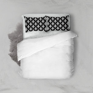 Funda De Cojín Patrón Fleur de Lis, francés real, blanco sobre ne