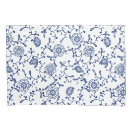 Funda De Cojín Patrón floral azul y blanco de Hamptons
