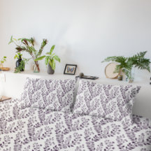 Patrón floral boho moderno ciruela blanco