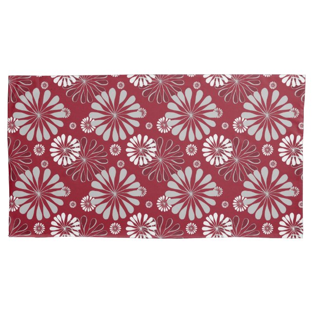 Funda De Cojín Patrón floral borgoñón y gris (Anverso-izquierdo)