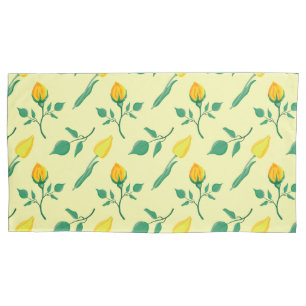 Funda De Cojín Patrón floral con flores amarillas de rosa y tulip