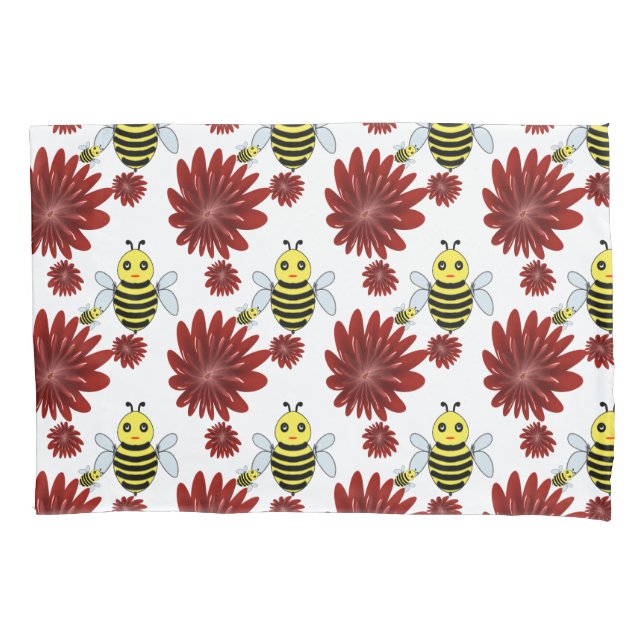 Funda De Cojín Patrón floral de abejas (Anverso)