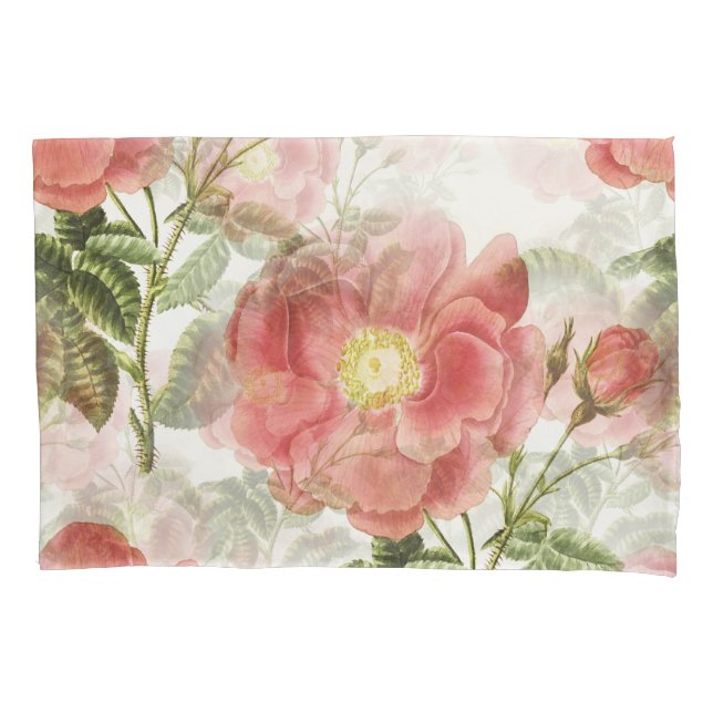 Funda De Cojín Patrón floral de camellia rosa (Anverso)