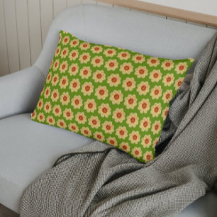 Funda De Cojín Patrón floral de Dahlia amarillo en verde