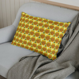 Funda De Cojín Patrón floral de girasol amarillo grande