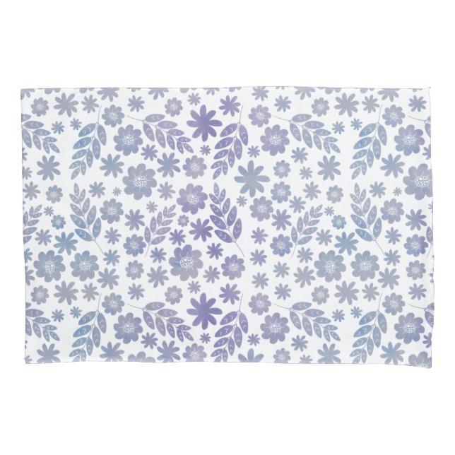 Funda De Cojín Patrón floral de gris y lavanda (Anverso)