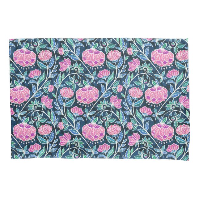 Funda De Cojín Patrón floral de Jewel Toned Boho Chalk Chintz (Anverso)