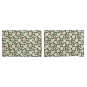 Funda De Cojín Patrón floral de Lily de Beige Verde Botánico