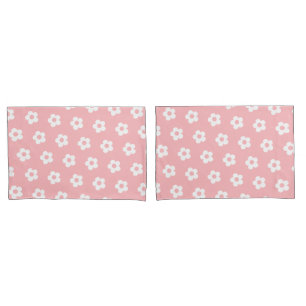 Funda De Cojín Patrón floral de margarita blanca de color crudo