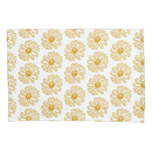 Funda De Cojín Patrón floral de margarita dorada