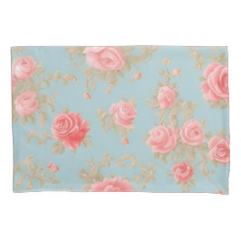 Funda De Cojín Patrón floral de rosas rosadas