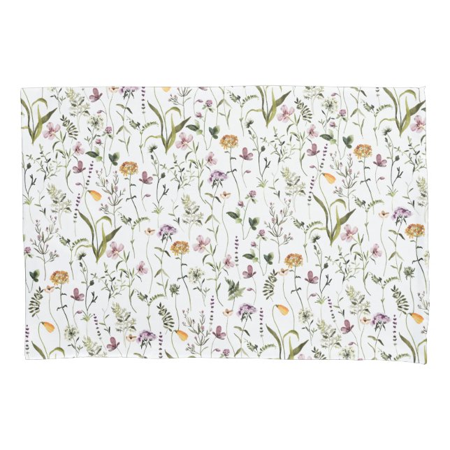 Funda De Cojín Patrón floral del Jardín de flores silvestres (Anverso)