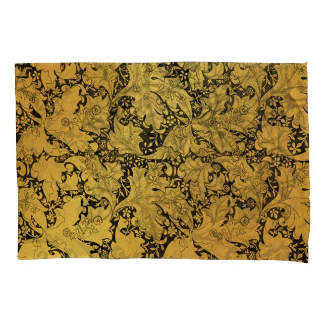 Funda De Cojín Patrón floral dorado Flor oriental (Anverso)