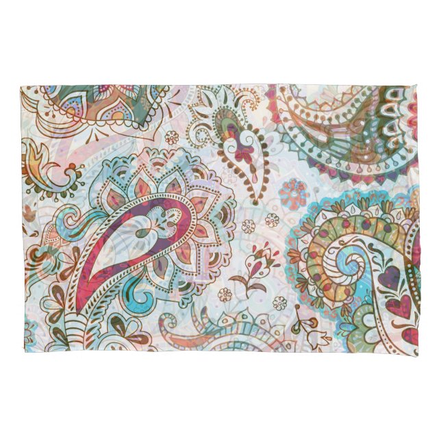 Funda De Cojín Patrón floral étnico jacobino (Anverso)