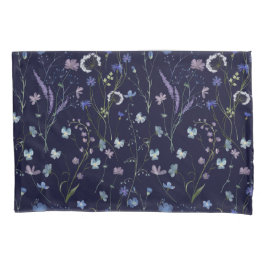 Funda De Cojín Patrón Floral Flor Silvestre Bonita Morada Azul