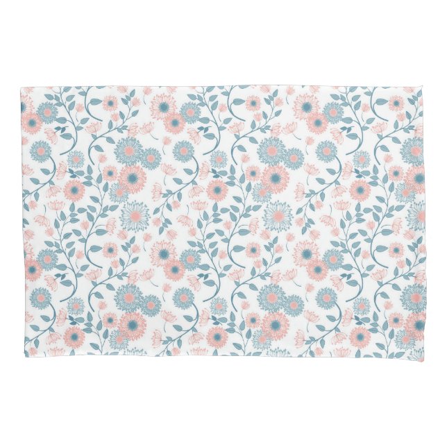 Funda De Cojín Patrón floral gris rosa suave (Anverso)