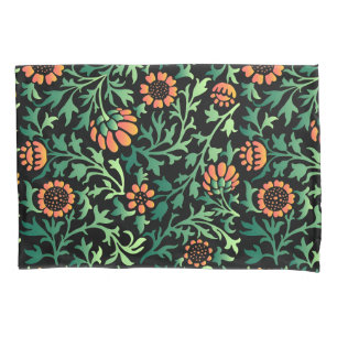 Funda De Cojín Patrón floral intrincado con hojas verdes