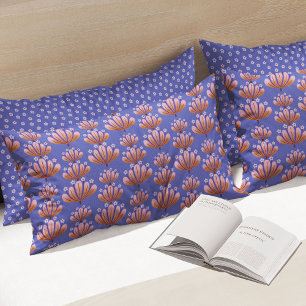 Funda De Cojín Patrón floral moderno en azul y beige