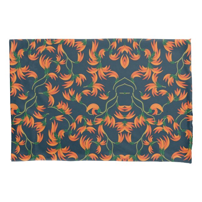 Funda De Cojín Patrón floral naranja fluido (Anverso-izquierdo)