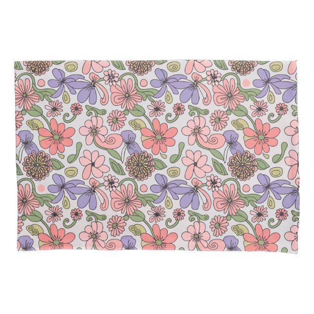 Funda De Cojín Patrón Floral Retro Sin Costuras Boho (Anverso)