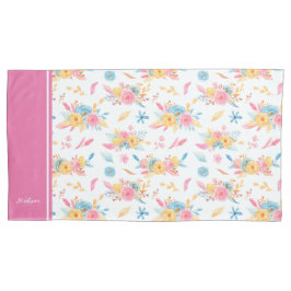 Funda De Cojín Patrón floral rosa bonito monogramado