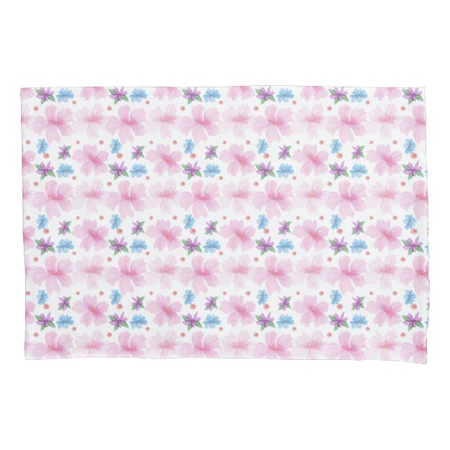 Funda De Cojín Patrón floral suave de acuarela rosa (Anverso)