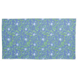 Funda De Cojín Patrón floral verde azul perwinkal sobre azul real