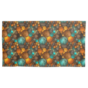 Funda De Cojín Patrón fractal abstracto marrón turquesa