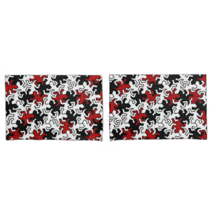 Funda De Cojín Patrón Geckos Mosaico - blanco negro rojo