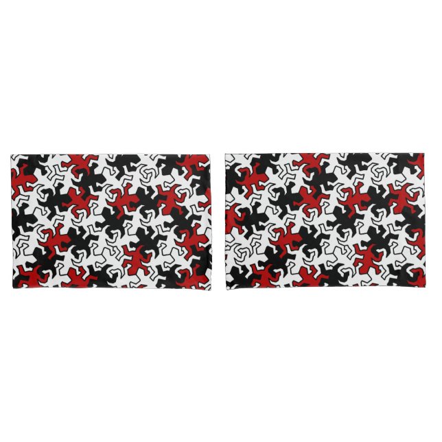 Funda De Cojín Patrón Geckos Mosaico - blanco negro rojo (Anverso - Set)