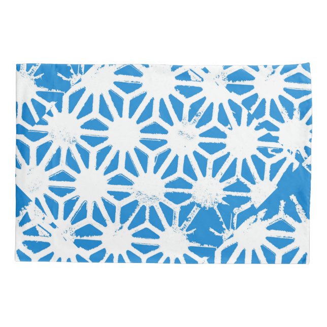 Funda De Cojín Patrón geométrico azul (Reverso)