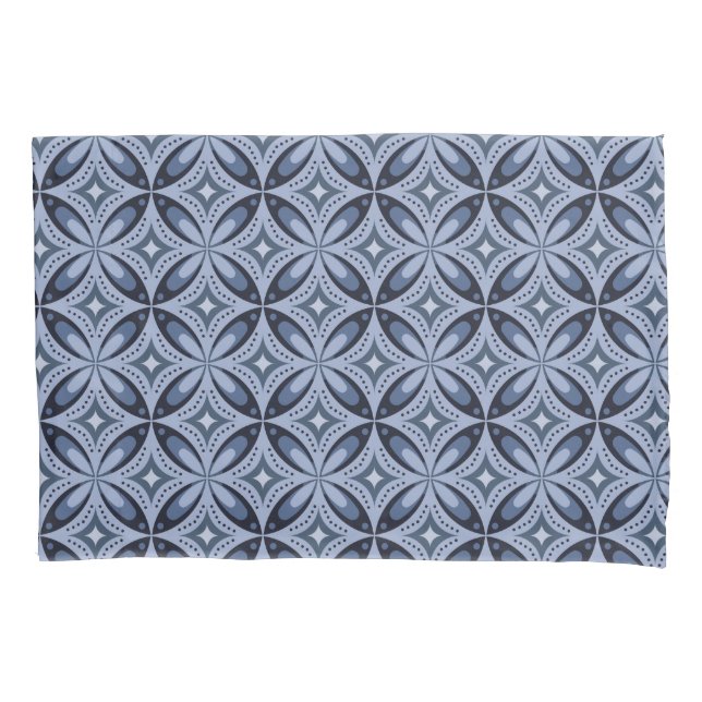 Funda De Cojín Patrón geométrico azul estilo retro (Anverso)