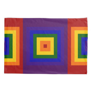 Funda De Cojín Patrón geométrico de cuadrados arcoiris