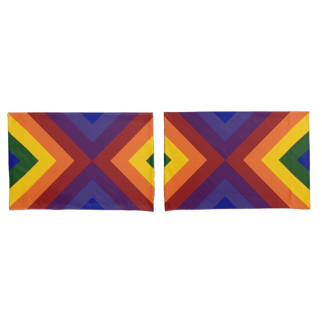 Funda De Cojín Patrón geométrico de los chevrons arcoiris (Anverso - Set)