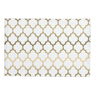 Funda De Cojín Patrón geométrico de los tonos de oro Quatrefoil