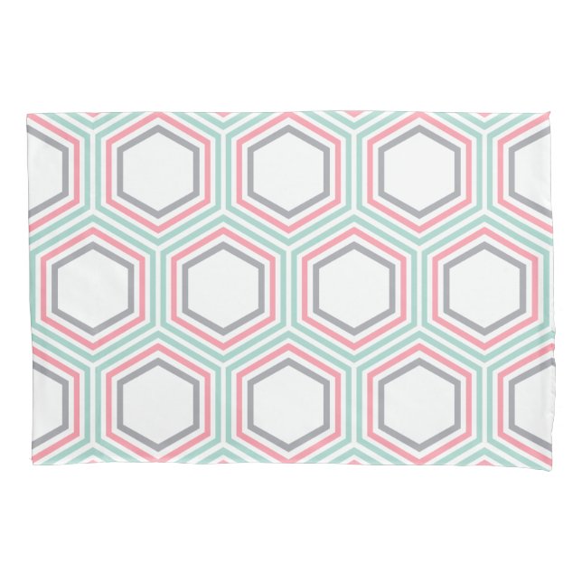 Funda De Cojín Patrón geométrico de tinta y coral de moda (Anverso)